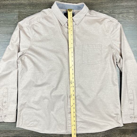 Johnston & Murphy Shirt Mens XL Button Up Flex Tan Geometric Accent Cuffs NWOT - Picture 4 of 10